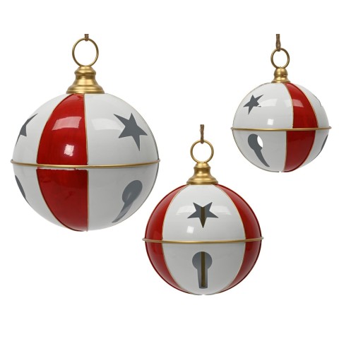 SET 3 CAMPANE METALLO STRISCE ROSSE D.40D.30